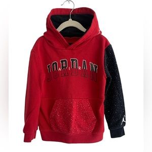 AIR JORDAN TODDLER KIDS BLACK & RED HOODIE PULLOVER GRAPHIC SWEATSHIRT SIZE 4T